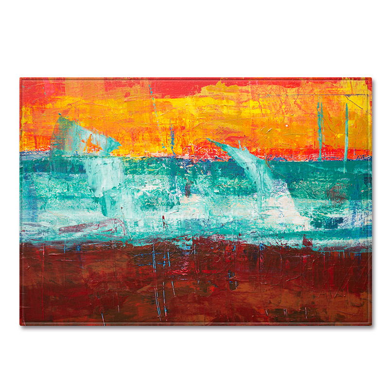 现代油画客厅地毯卧室餐厅地垫亚马逊货源一件代发图案尺寸定制