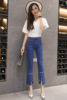 Fashion fashion personality trouser legs split jeans women slim