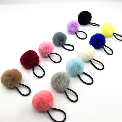 Amazon big ball hair tie, Korean version candy color imitation rabbit hair hair tie, plush hair tie, elastic band manufacturer, cross-border