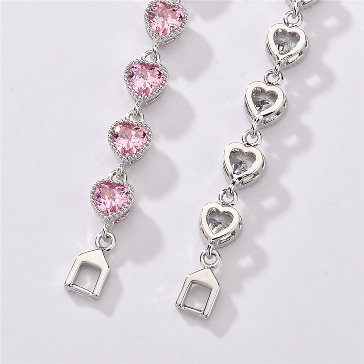 Bracelets Classification 1 Piece Quantity Copper 18K Gold Plated White Gold Plated Sweet Shiny Plating Inlay Heart Shape Artificial Gemstones Zircon Bracelets