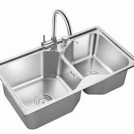 洗菜盆双槽304不锈钢洗碗槽厨房双槽进口304清洗盆 一体成型拉伸