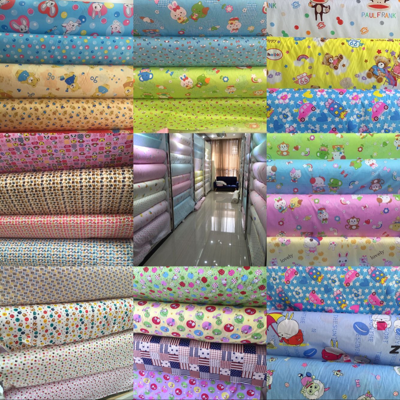 批发波点布料 床品面料 纯棉印花面料 儿童卡通布料 碎花服装面料