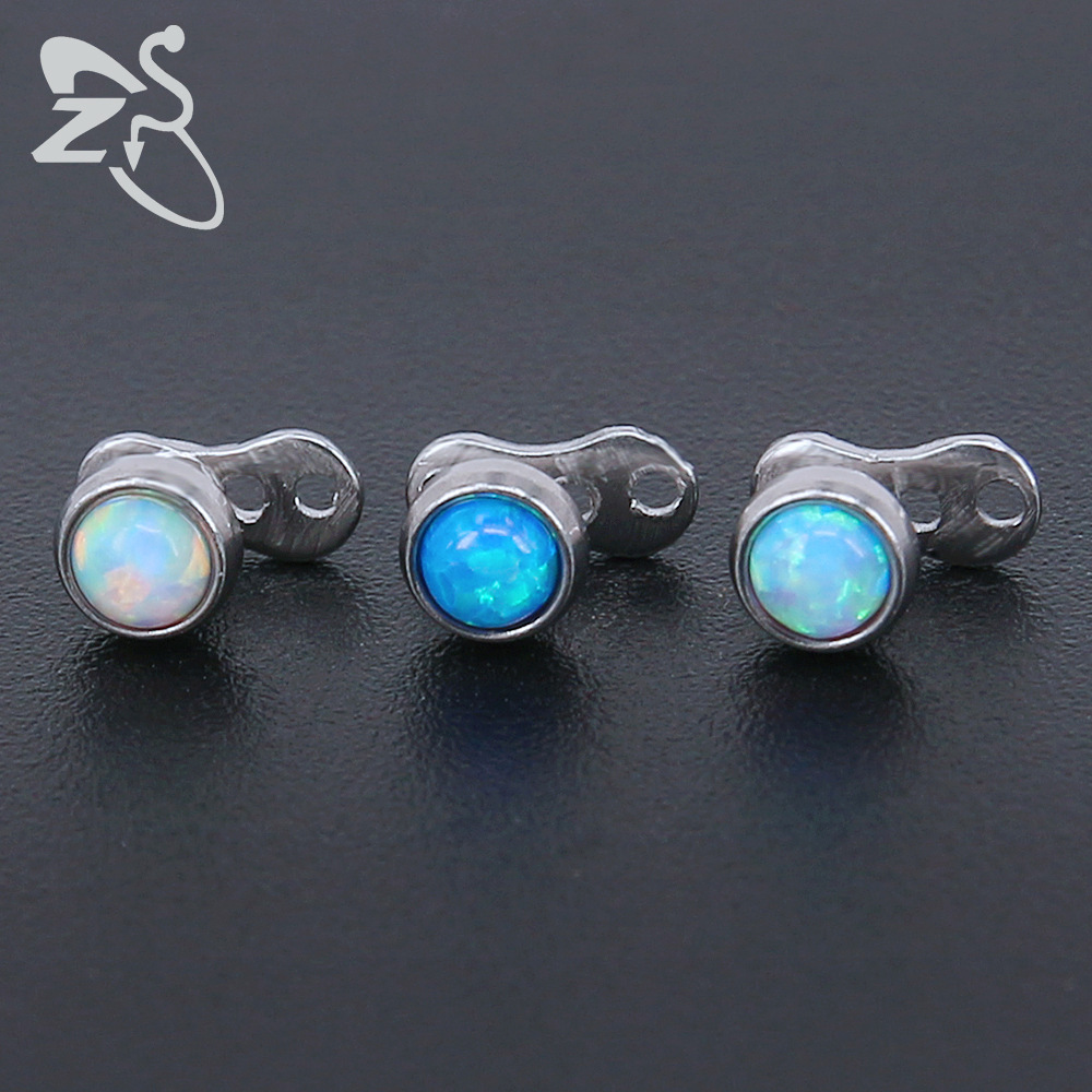 European American Retro Opal Buried Nail Piercing Jewelry 316L Surgical Steel Blue Gem Skin Grafting Nail detail image 7