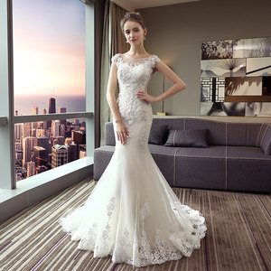 Princess sweet shoulder tail body repair bride wedding dress female