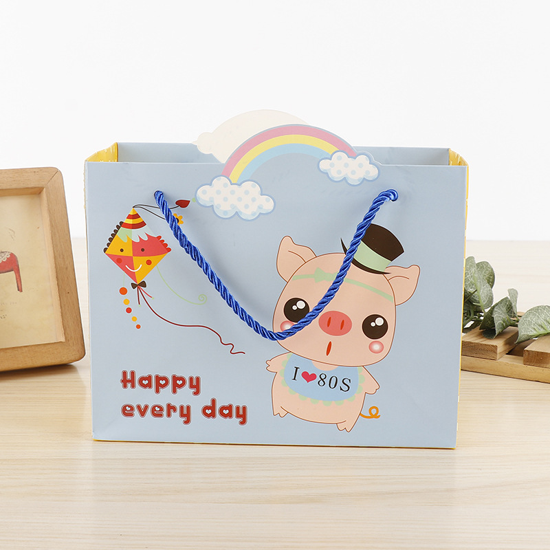 Environmental Protection Kraft Paper Packaging Bag Custom Creative Cartoon Shopping Gift Bag Tote Bag Kraft Paper Bag Wholesale display picture 2