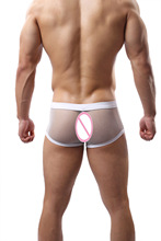 男式内裤批发WOWHOMME大网眼性感平角黑白色一件代发厂家直销