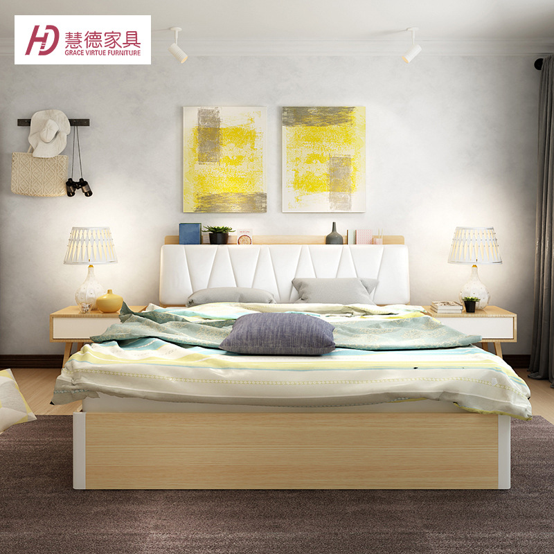 厂家直销北欧板式高箱床单双人床1.5米1.8米卧室多功能储物床批发