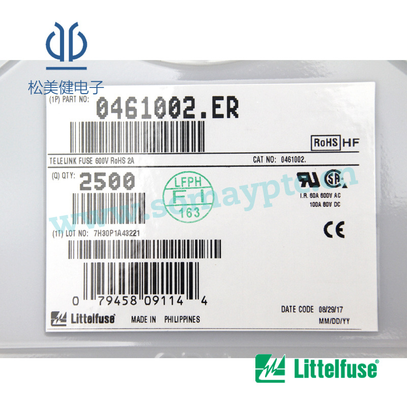0461002.ER  原装进口力特 600V 2A 一次性Littelfuse 现货优势