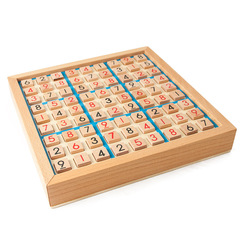 Wooden Sudoku Grid Game Board for Adults Logic Thinking and Children's Brain Teaser 3x3 Grid Tabletop Game with Puzzles