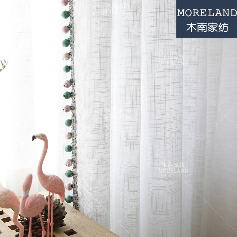 柯桥批发 加厚十字麻工程仿棉麻大肚麻纯色白纱 客厅阳台窗帘窗纱|ms