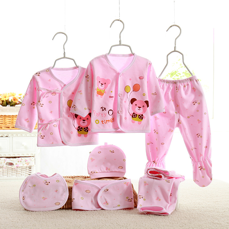 Baby Spring and summer Newborn Seven set Gift box suit Newborn baby full moon clothes On behalf of