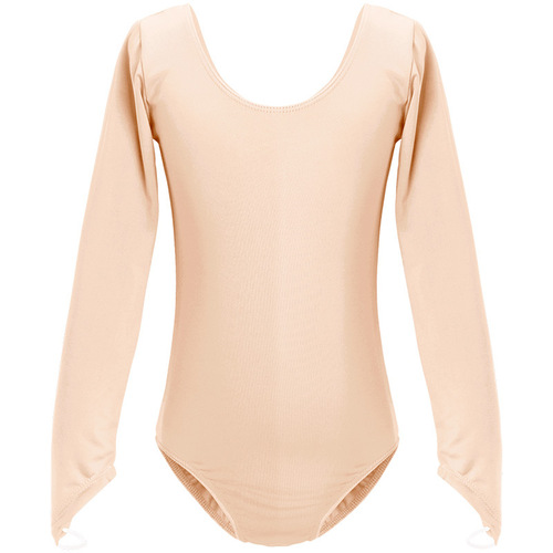 Children's dance clothing long-sleeved invisible underwear women's one-piece exercise clothes adult spring flesh-colored tight-fitting bottoming shirt