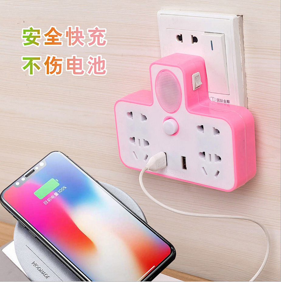 开关插座家居智能转换器带小夜灯接线板USB插板厂家批发