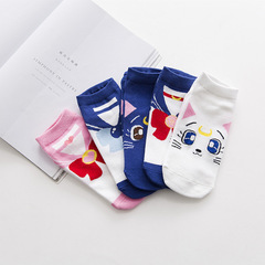 2020 Spring Manufacturer Wholesale Pretty Soldier Sailor Moon Cartoon Boat Socks Sweet Creative Breathable Parent-Child Style
