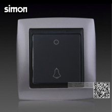 simon/西蒙 V8系列 门铃开关带指示灯(亚光黑+拉丝银框)80160-26