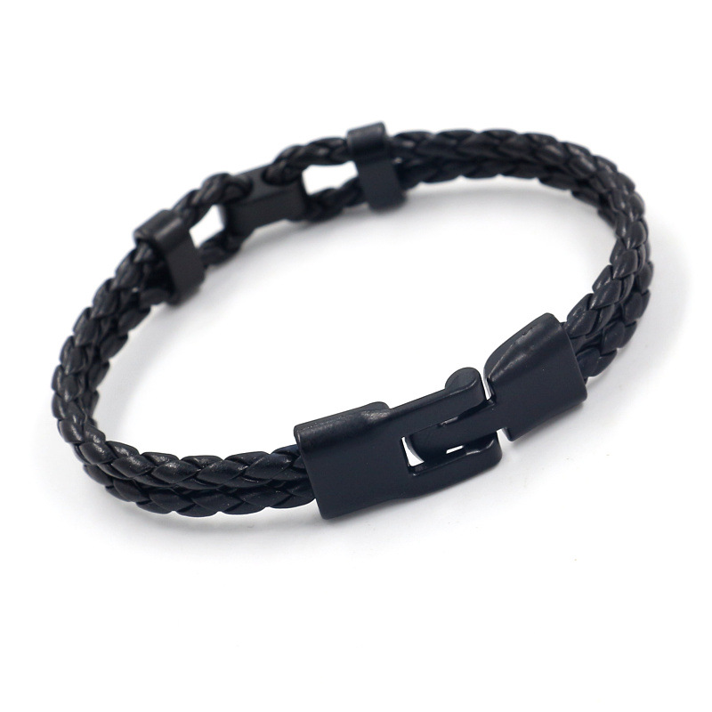 Men's Braided Leather Bracelet Rugged Charm Bracelet For Daily Wear_voghion.com