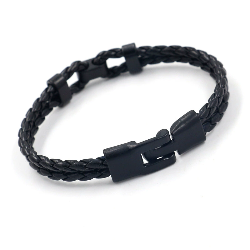 Black retro woven polyurethane bracelet, accessory, chain, (Cross-border trading), simple and elegant design