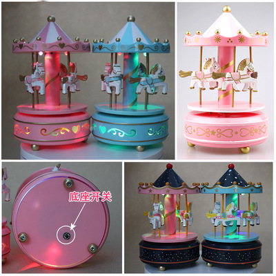 Explosive money Box Up and down LIGHT originality merry-go-round The music box LED luminescence Music box A birthday present