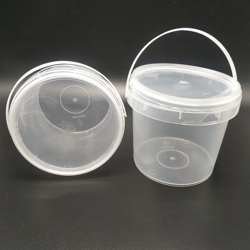 Food-grade plastic transparent portable bucket Guka packaging bucket with lid, colorless, odorless, water-proof, sealed 2 liters white