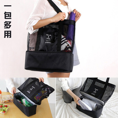 new pattern double-deck heat preservation Bento bag multi-function Wet and dry Storage bag Camping travel Storage bag men and women Sports bag