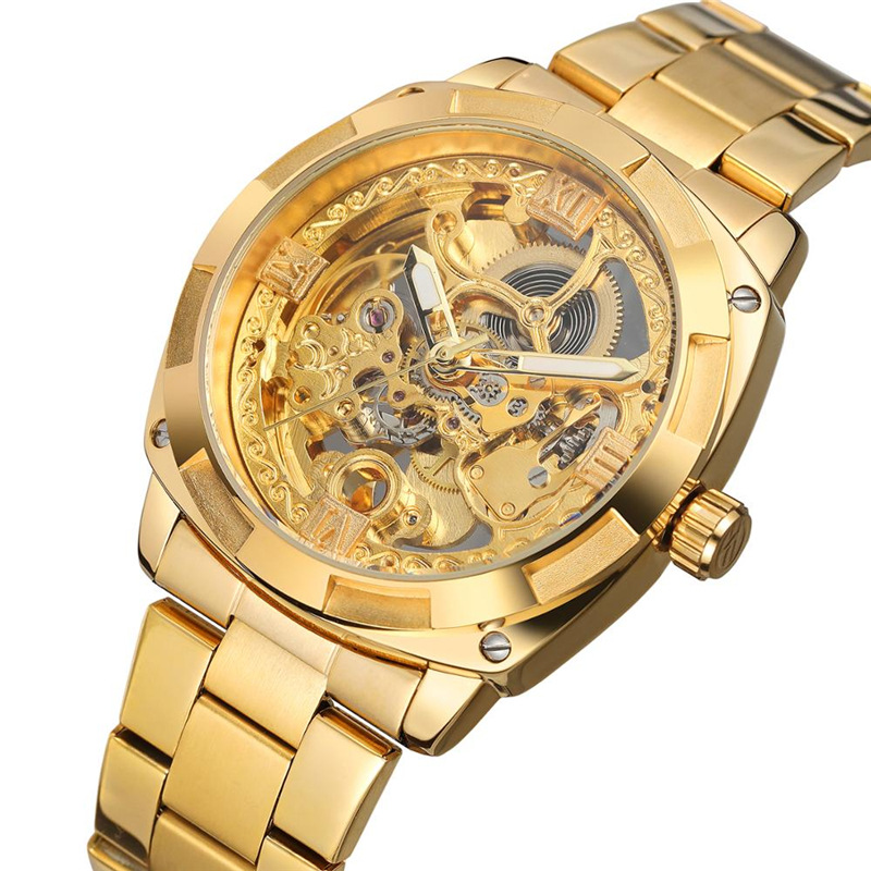 FORSINING reloj mecánico automático de los hombres reloj de los hombres huecos reloj de pelo correa de acero reloj casual hombres 207