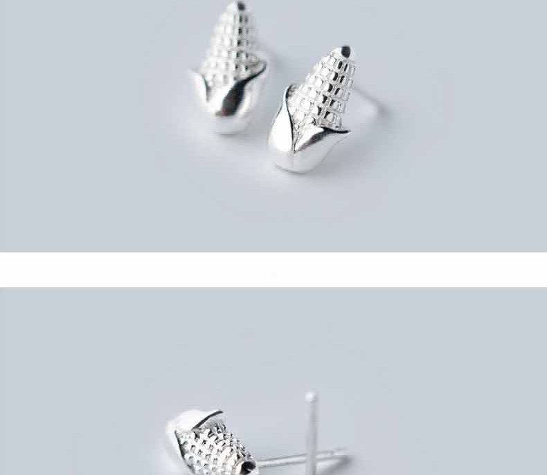 10g Weight No Inlaid Inlay Material Earrings, Ear Studs Classification Wedding, Travel Occasion Alloy Material Corn Pattern Women'S Gender Plating Design Fashion Style Gold, Silver Color Fashion Corn Plating Alloy No Inlaid Stud Earrings 14