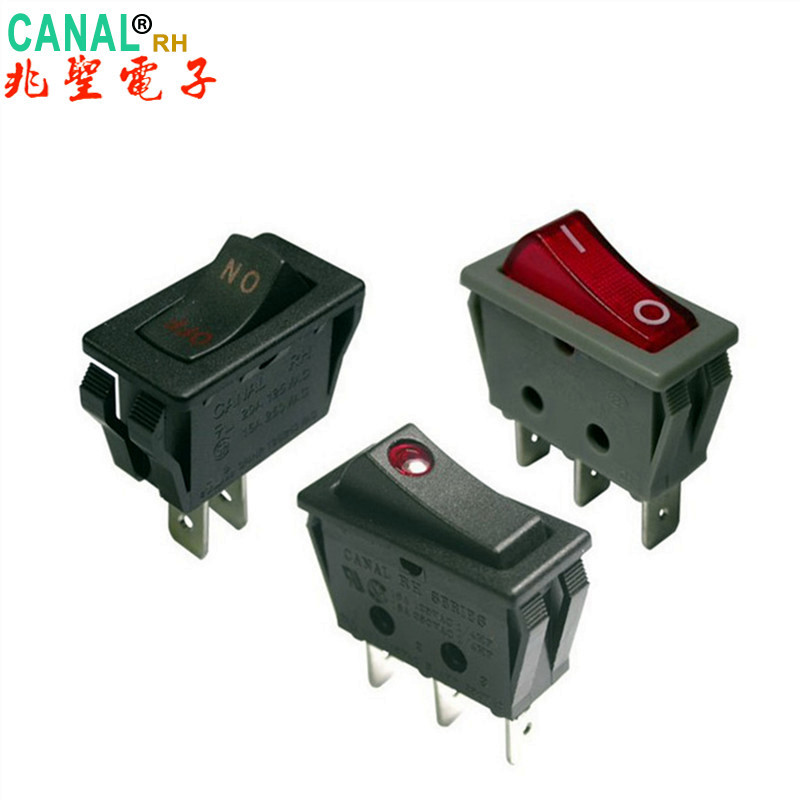 船型开关 canal大电流DC直流30A翘板带灯复位船形开关led灯大功率