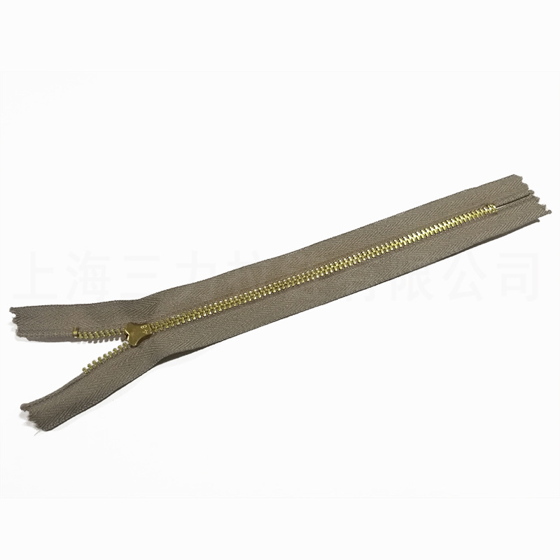 3号闭口拉链 包包牛仔裤子闭口拉链配件 黄铜金属弹簧头4号拉锁头