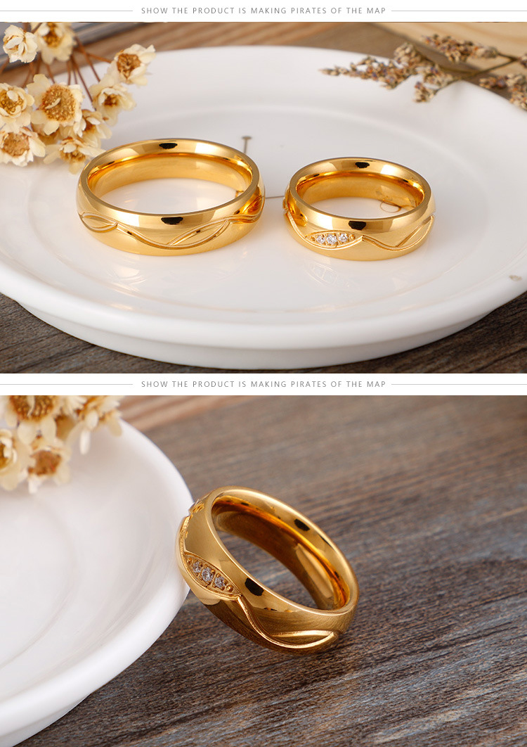 Simple Style Style Factory Wholesale Supply Japanese And Korean Style Fashion Ring Personalized Rhinestone Simple Titanium Steel Couple Couple Rings Can Be Sent On Behalf