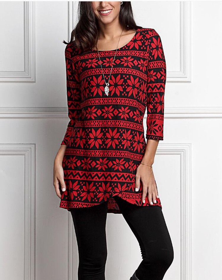 Floral Print A Line Mini Dress Three Quarter Sleeve Spring Style Casual Wear Wholesale Available