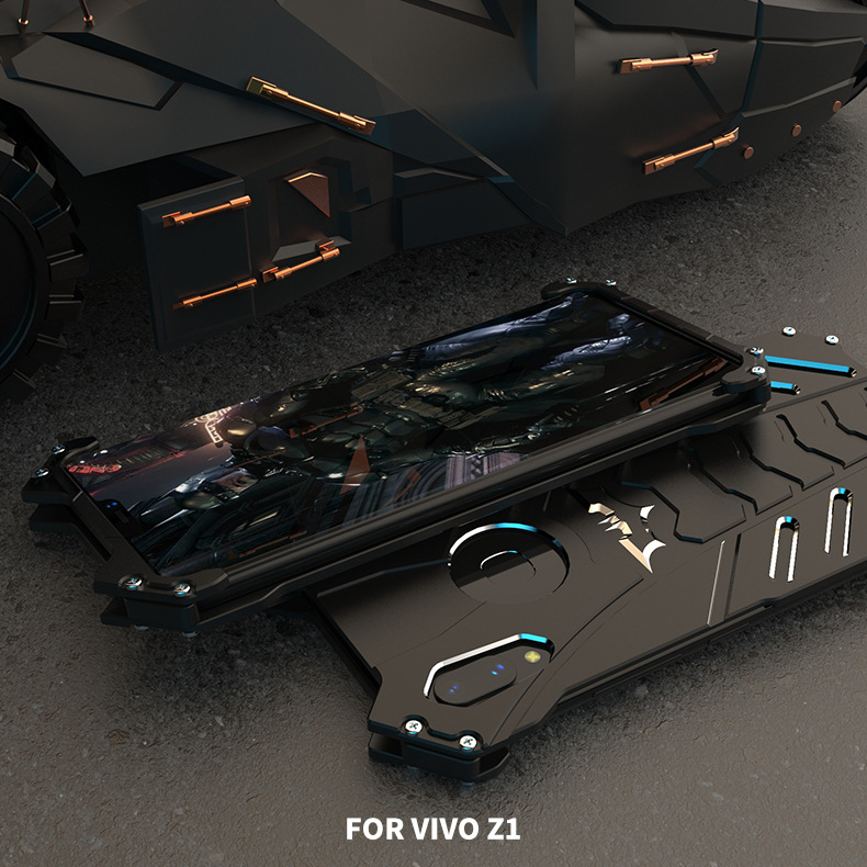 R-Just Batman Shockproof Aluminum Shell Metal Case with Custom Batarang Stent for vivo X21i & vivo Z1