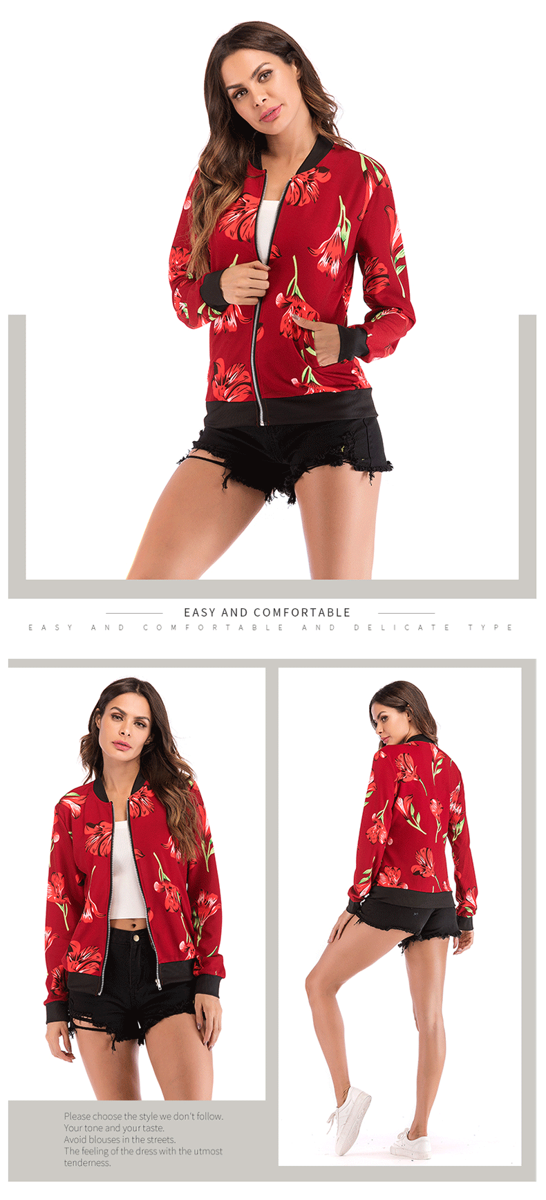 casual printing loose baseball uniform jacket NSYYF63213