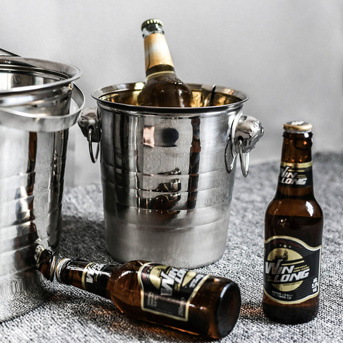 Stainless steel champagne bucket KTV bar European ice crystal bucket large tiger head beer ice bucket red wine ice bucket