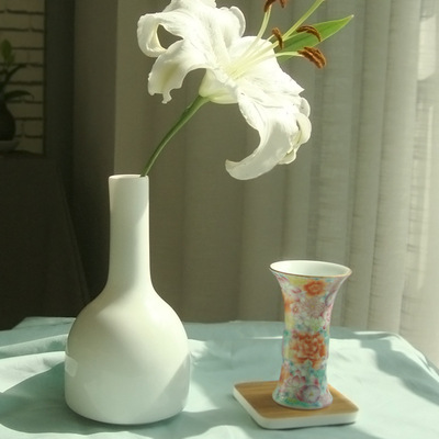 纯色白色玉泥瓷花器现代简约插花花瓶装饰摆件瓷质细腻温润如玉