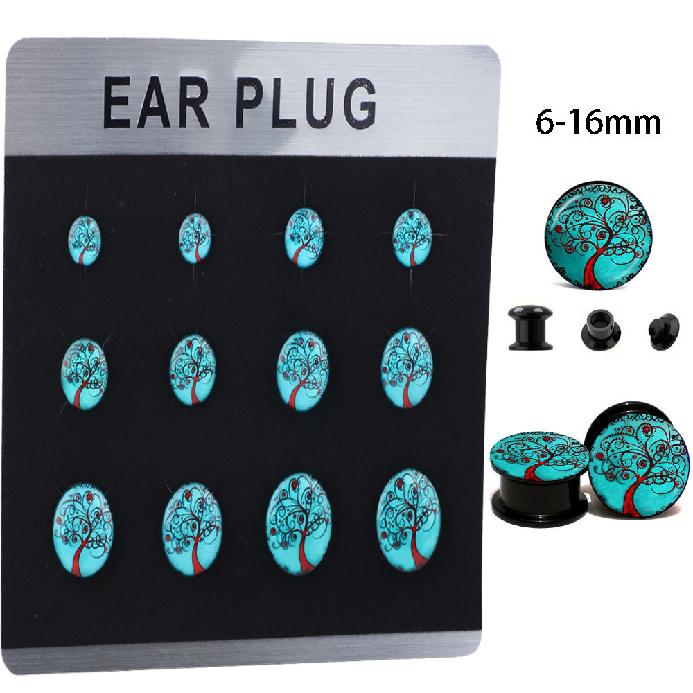Trendy Punk Acrylic Ear Gauges Dropping Oil Logo Cylindrical Pulley Ear Expansion Tunnels 2022 Summer detail image 11