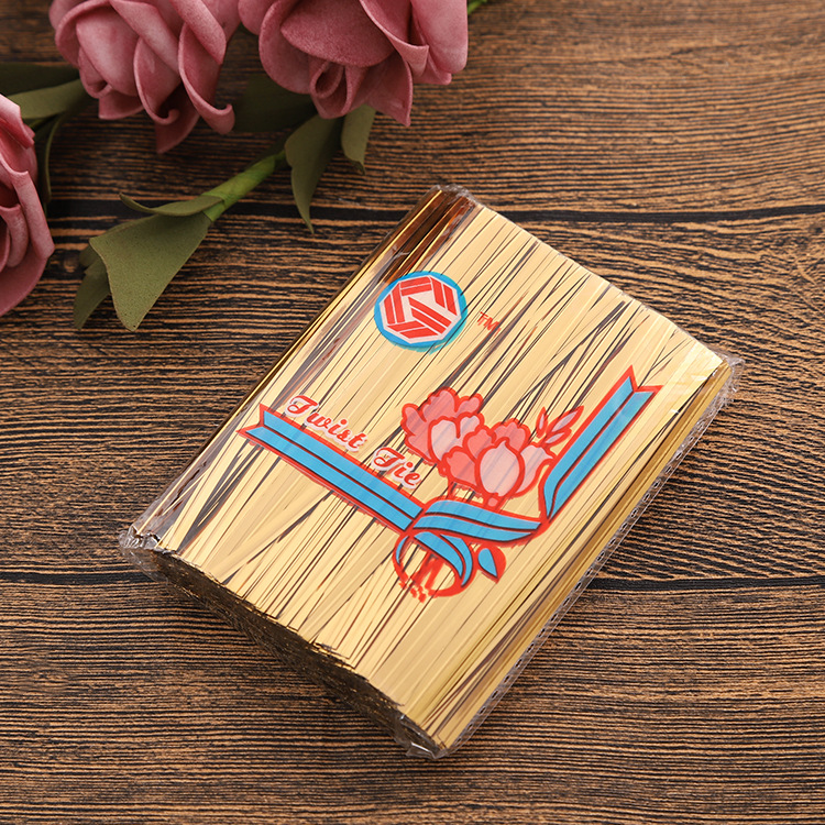 8CM金色扎丝加粗铁丝假发专用扎丝封口扎带糖果袋面包封口绳