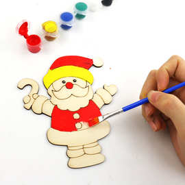 圣诞节立体木板画 白坯木质摆件儿童手工DIY填色创意绘画涂鸦材料