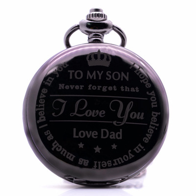 Hot selling silver TO MY SON , my Husband , Grandpa Retro black Smooth quartz Watch wholesale