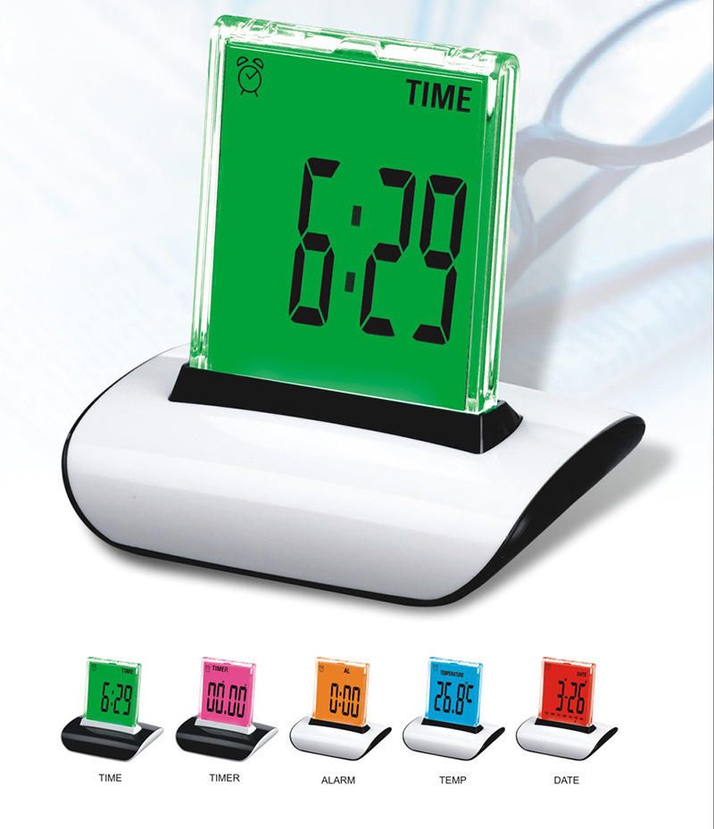 廠家直銷 傑勝七彩變色鬧鍾 優質推屏萬年曆時鍾 612車載電子鬧鍾