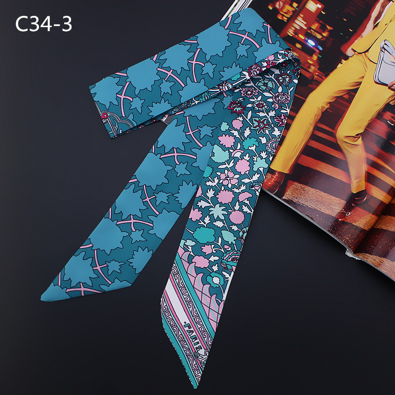 New Ethnic Style Printing Long Silk Scarf Women Tied Bag Handle Ribbon Fashion Headband display picture 3