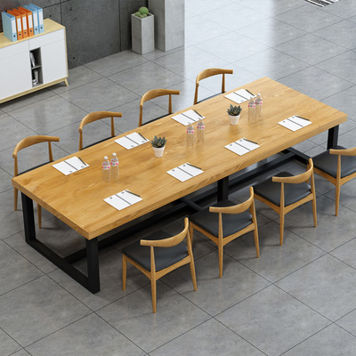 簡約大型會議桌 定制4-12人公司教室洽談培訓桌 圖書館閱覽室長桌