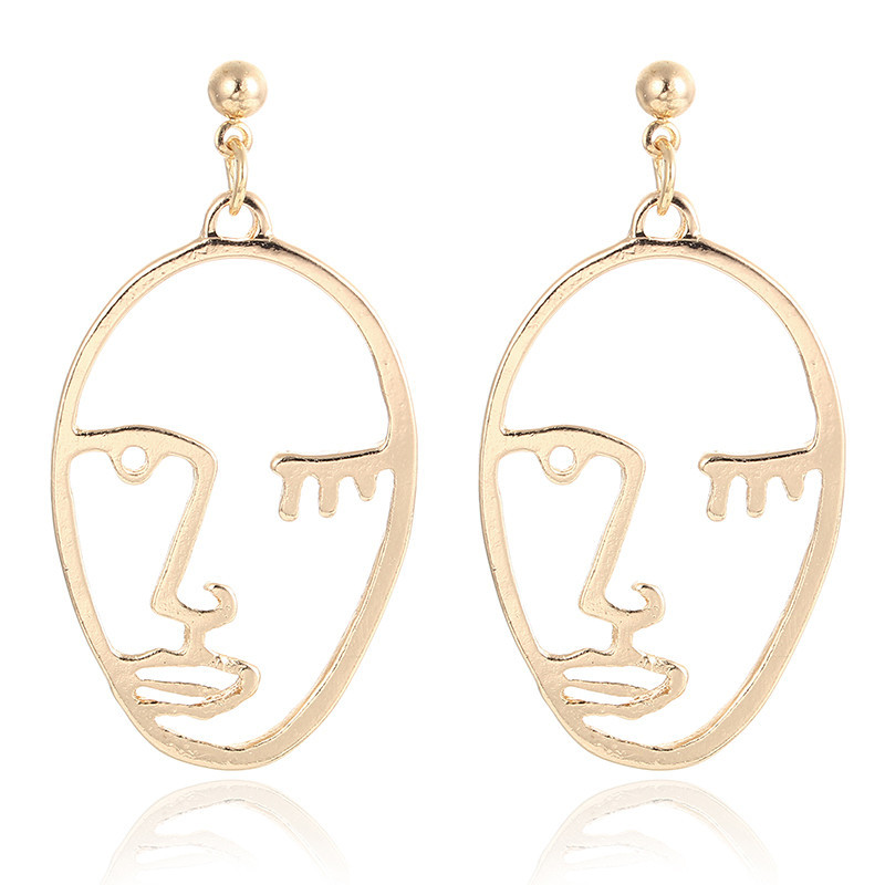 Human Face Plating Alloy No Inlaid Earrings display picture 7