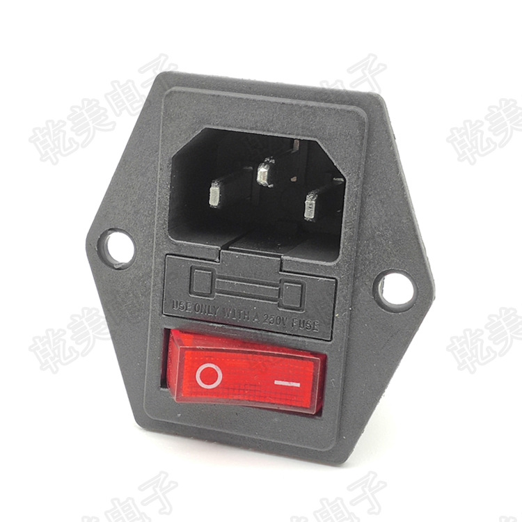 AC电源插座 带开关保险丝 三合一AC插座AC-302 连体三合一AC插座