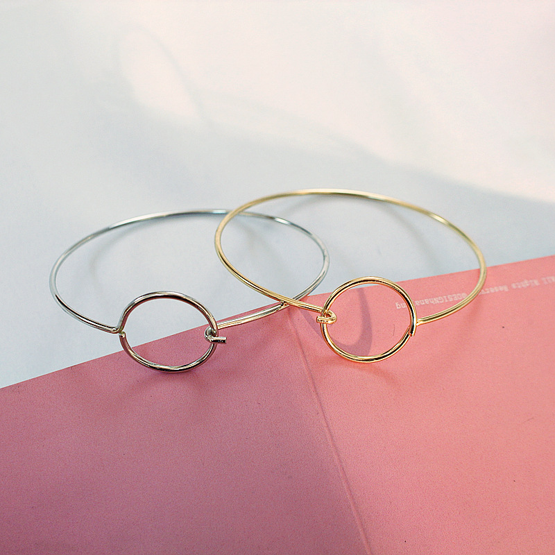 fashion simple hollow round geometric open alloy bracelet