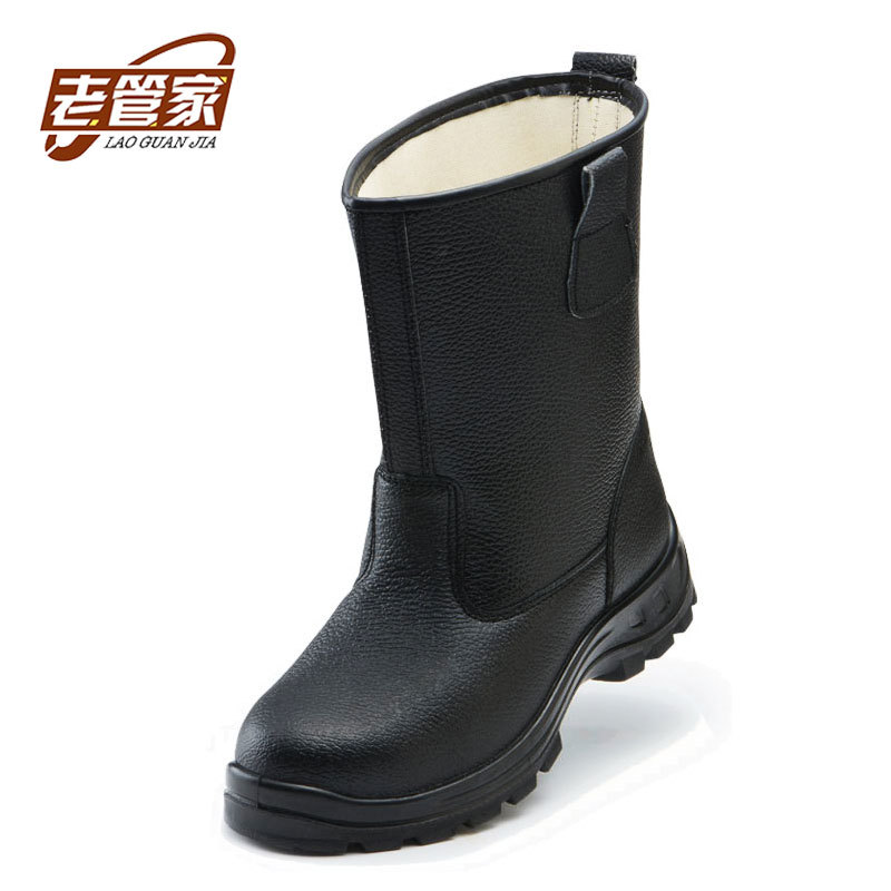 厂家直销防砸防刺荔枝纹牛皮劳保鞋实心底耐磨耐油耐酸碱工作男鞋