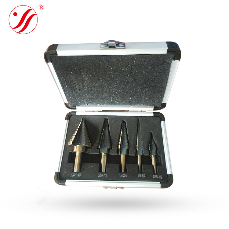 高速钢4241 5PC 6PC 英制铝盒 直槽阶梯钻套装 宝塔钻 开孔器套装