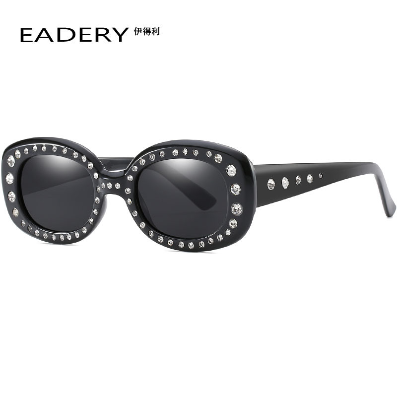 2906欧美塑料太阳镜镶钻眼镜墨镜小方框外贸亚马逊女防紫外线