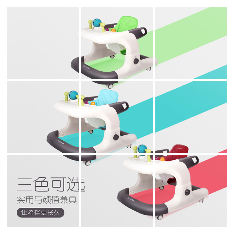 新款婴儿学步车防侧翻可折叠6至18个月宝宝多功能手推助步车批发|ms