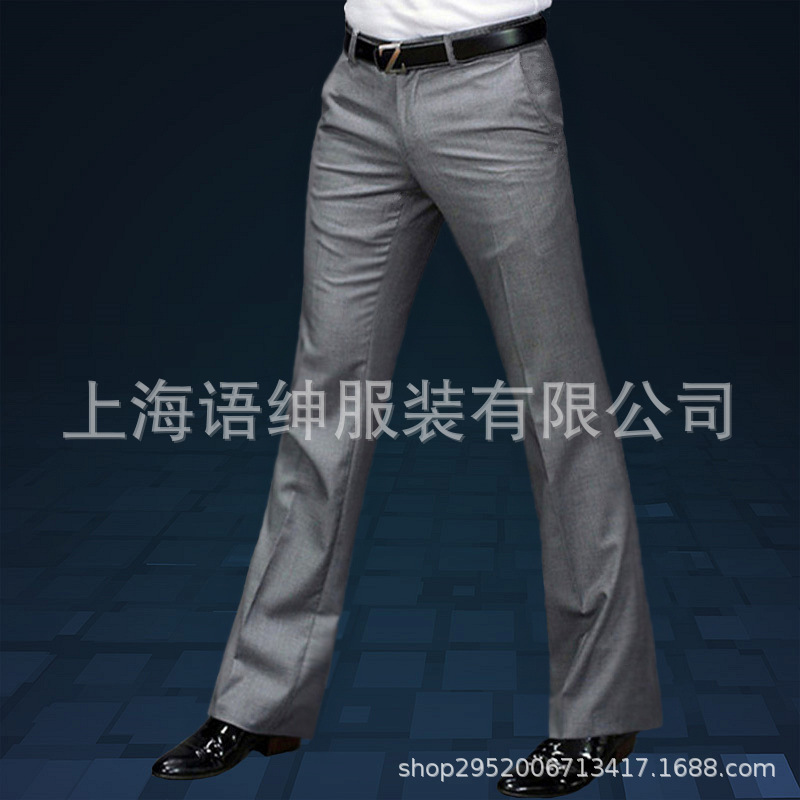 2018 nuevo Micro cuerno pantalones de traje de hombre casual británico de negocios de color caqui drapeado sin planchar pantalones de traje de pierna ancha