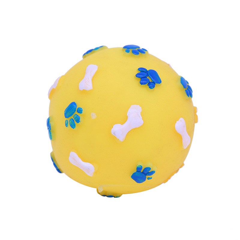 Perro de juguete vinilo huellas de hueso bola mascota juguete de sonido molar limpieza dental juguete para Mascotas Fábrica al por mayor